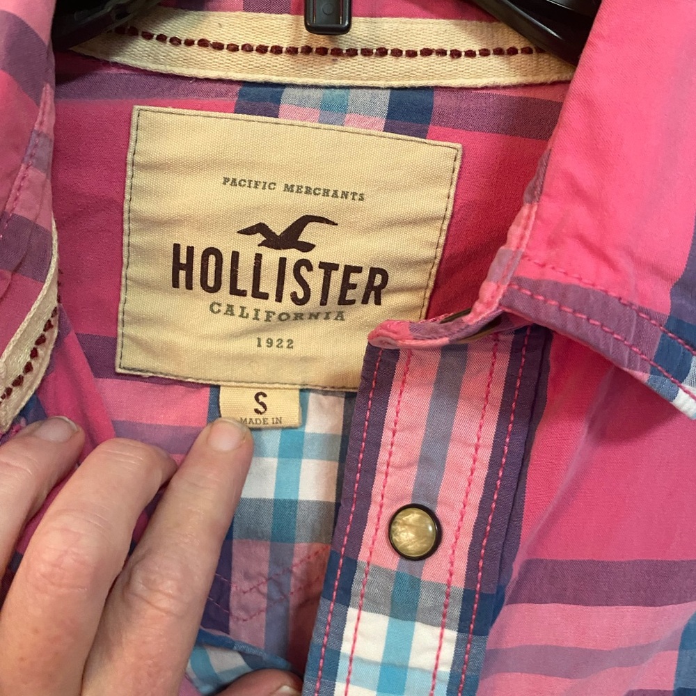 Hollister Pink and Blue Plaid Shirt - Picture 2 of 4